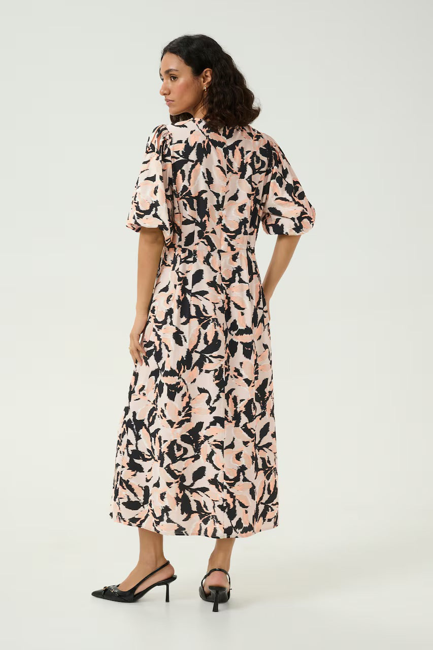 Kaffe KApaco Floral Midi Dress – Cream and Black