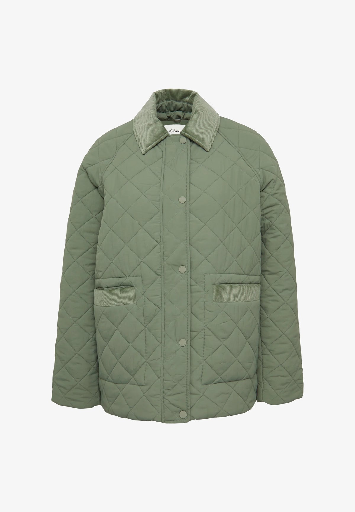 s.Oliver Women's Quilted Winter Coat – Navy & Dark Sage Green