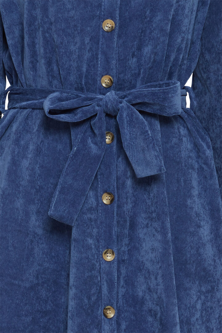 Sorbet Spicy Corduroy Shirt Dress with Belt – Denim Blue