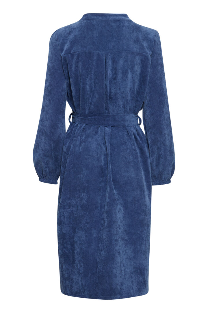 Sorbet Spicy Corduroy Shirt Dress with Belt – Denim Blue