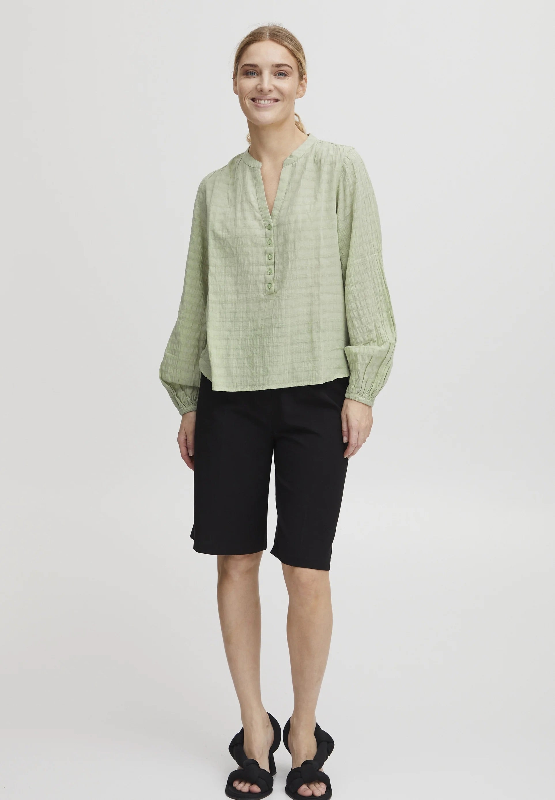 b.young BYIloni texturált jacquard blúz – Smoke Green