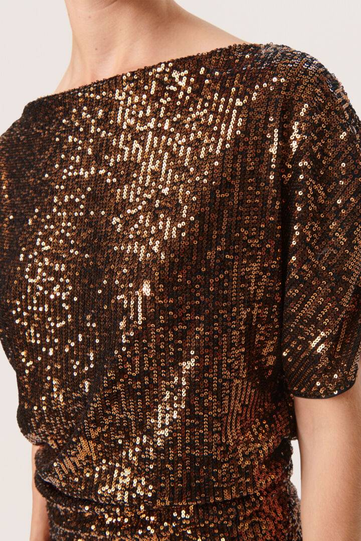 SOAKED in Luxury Suse flitteres felső – rézbronz