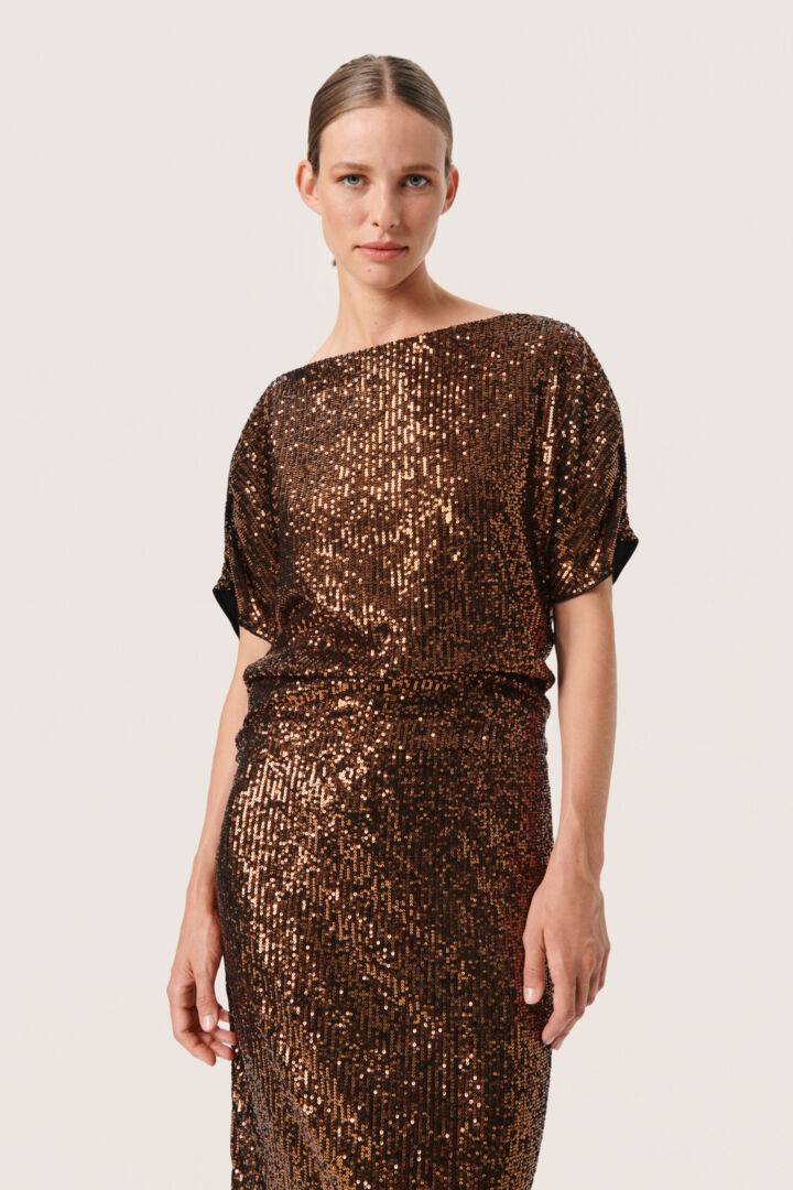 SOAKED in Luxury Suse flitteres felső – rézbronz