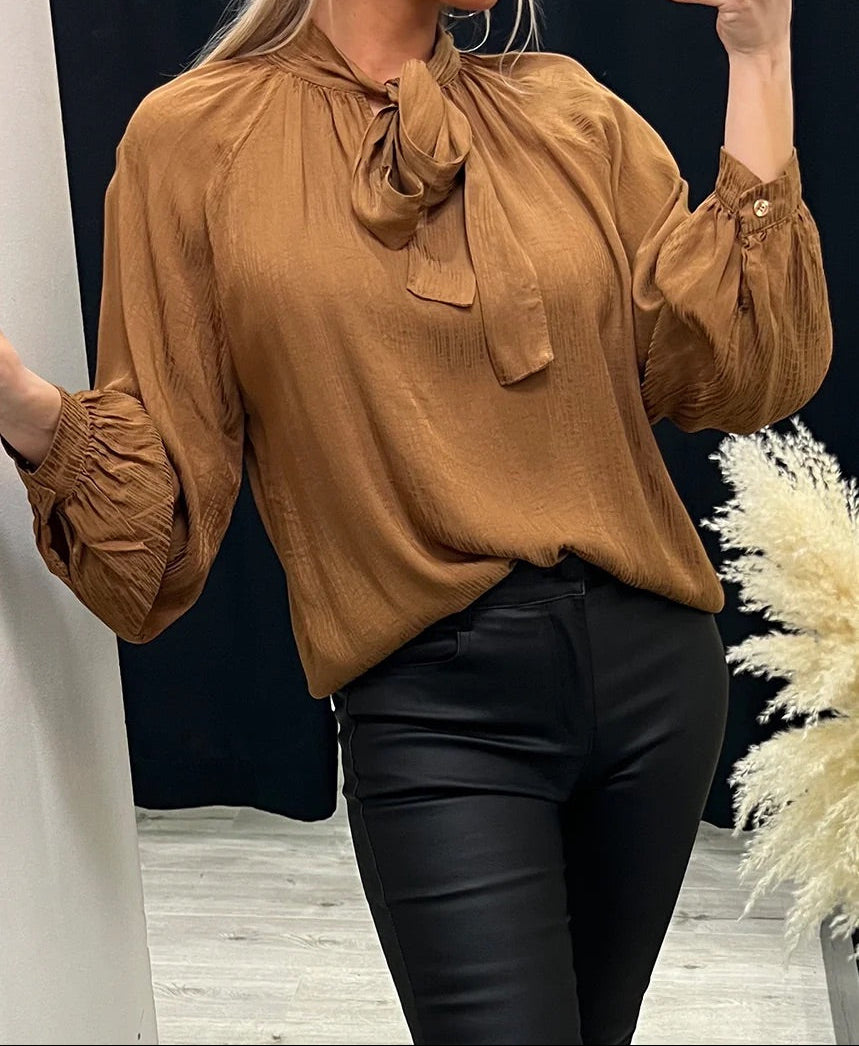 Sorbet SBPAJA Silk Blouse – Camel