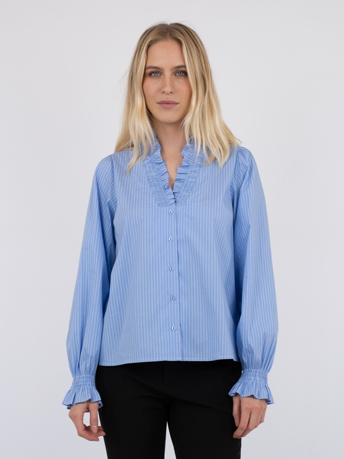Neo Noir Brielle Stripe Shirt – Light Blue