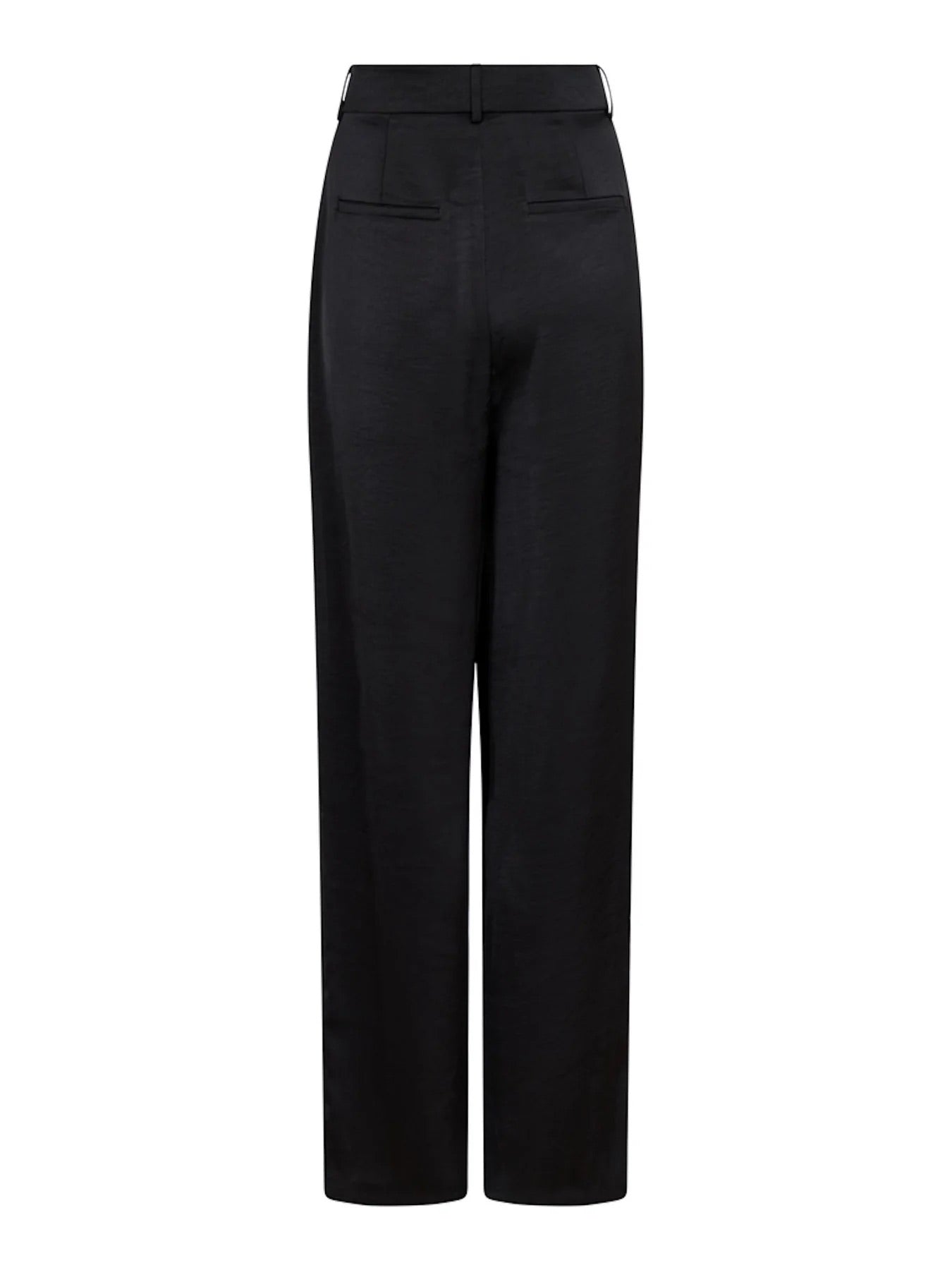 Neo Noir Alessandra Heavy Sateen Pants – Black back view, luxurious wide-leg trousers for women's fashion outlet.