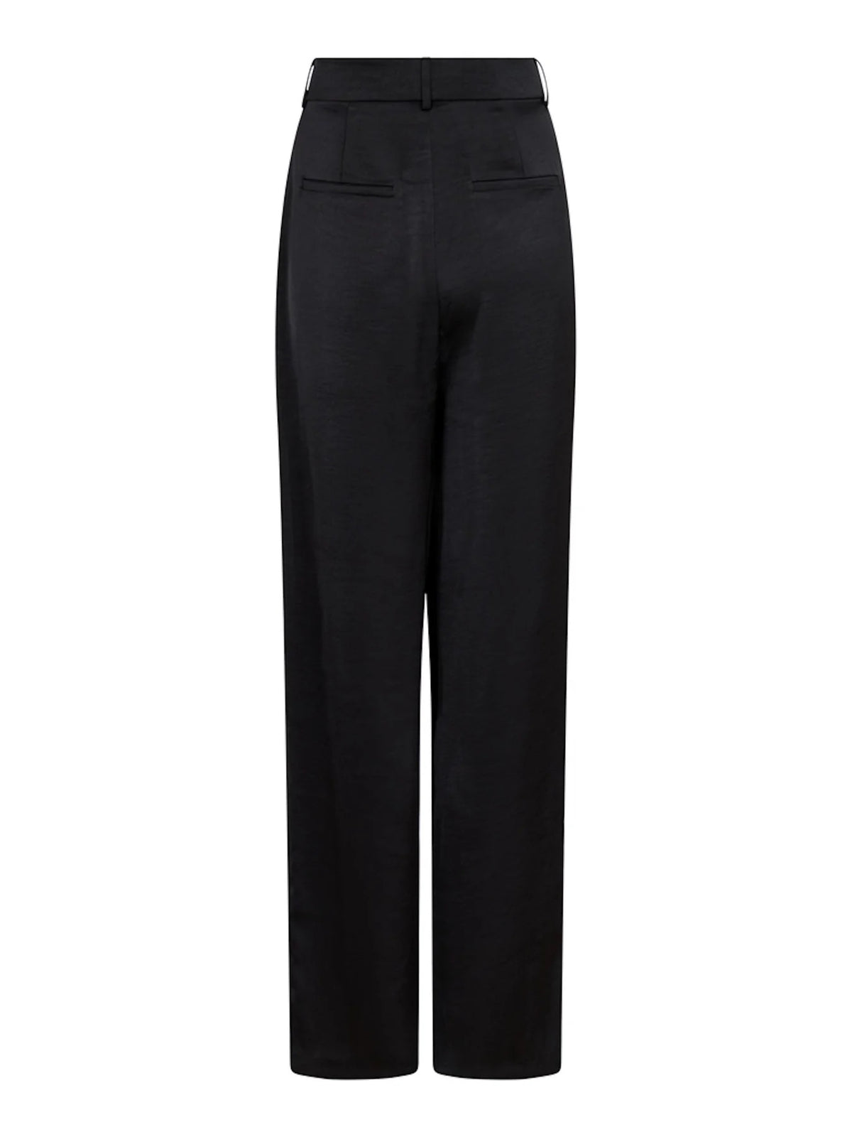 Neo Noir Alessandra Heavy Sateen Pants – Black back view, luxurious wide-leg trousers for women's fashion outlet.
