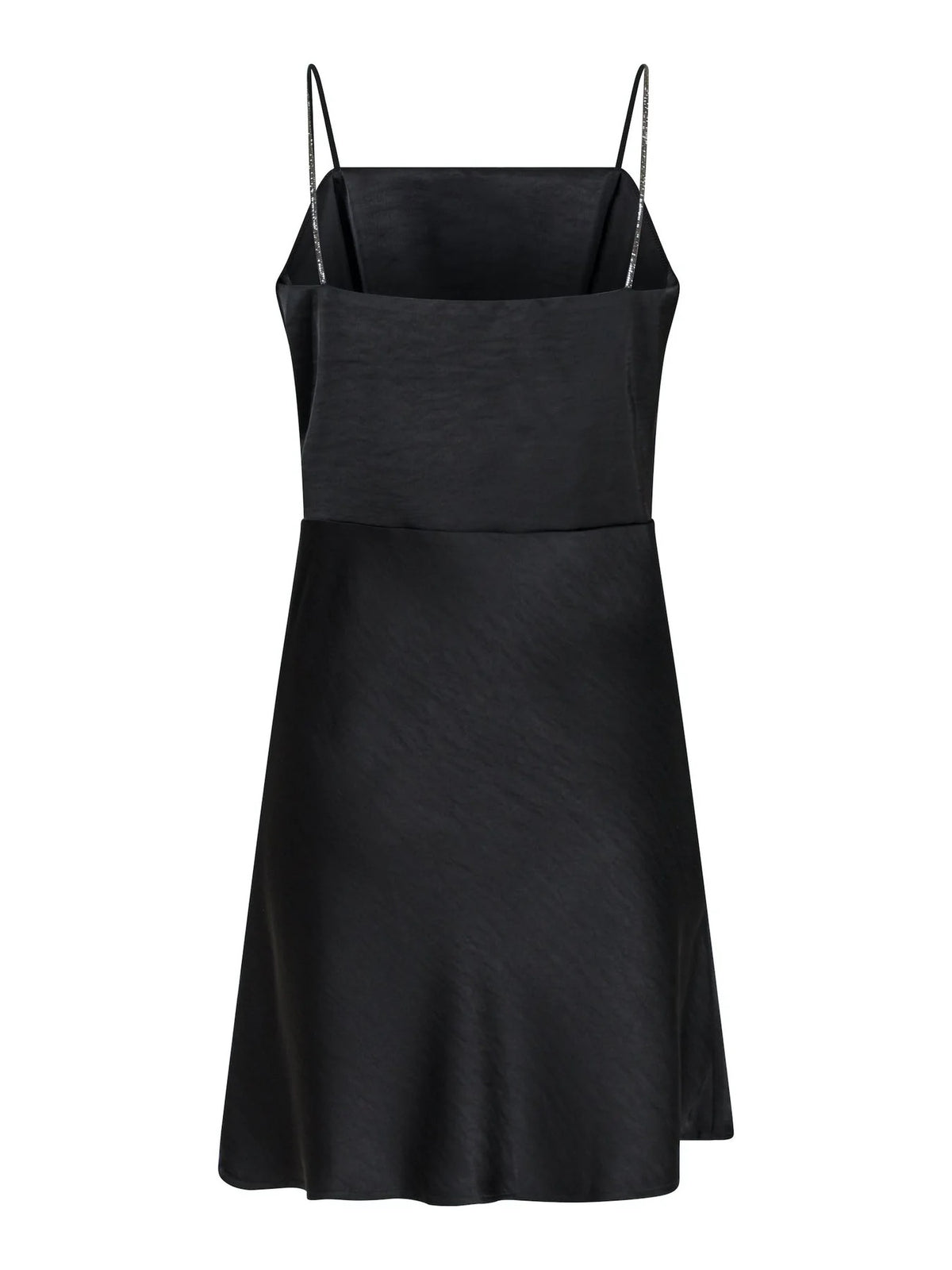 Neo Noir Clara Crystal-Strap Satin Mini Dress – Black