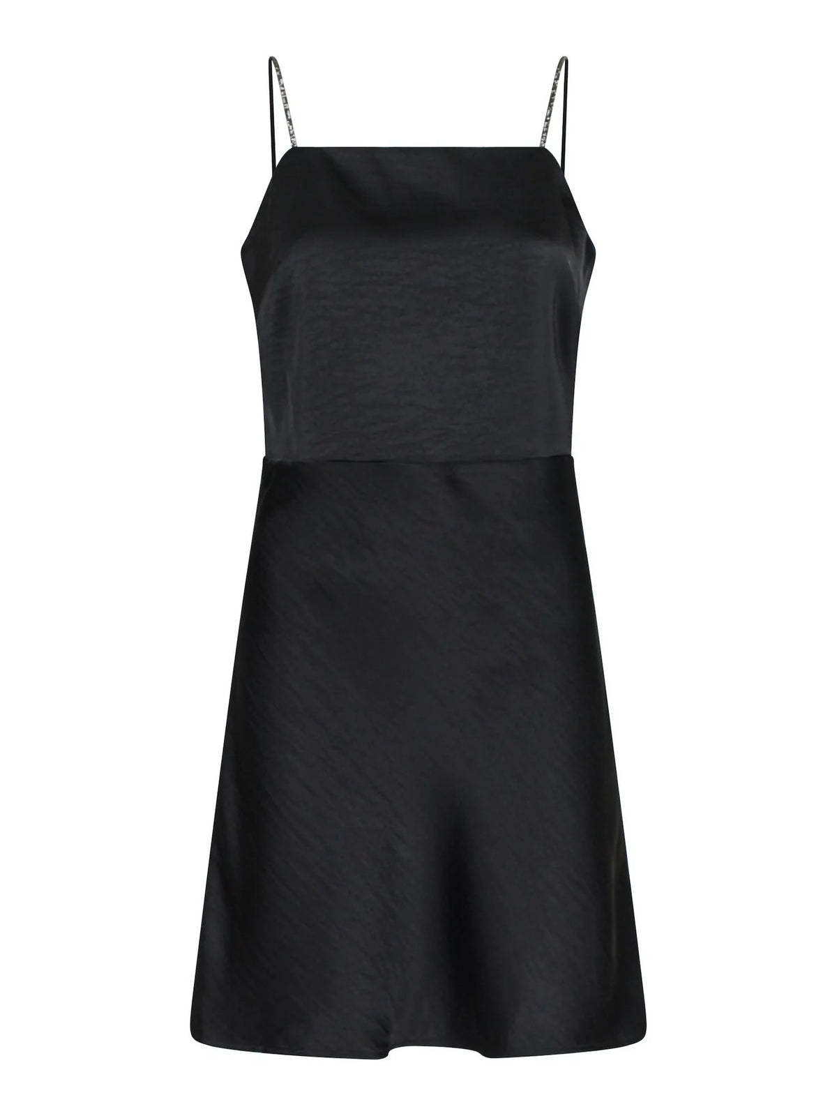 Neo Noir Clara Crystal-Strap Satin Mini Dress – Black