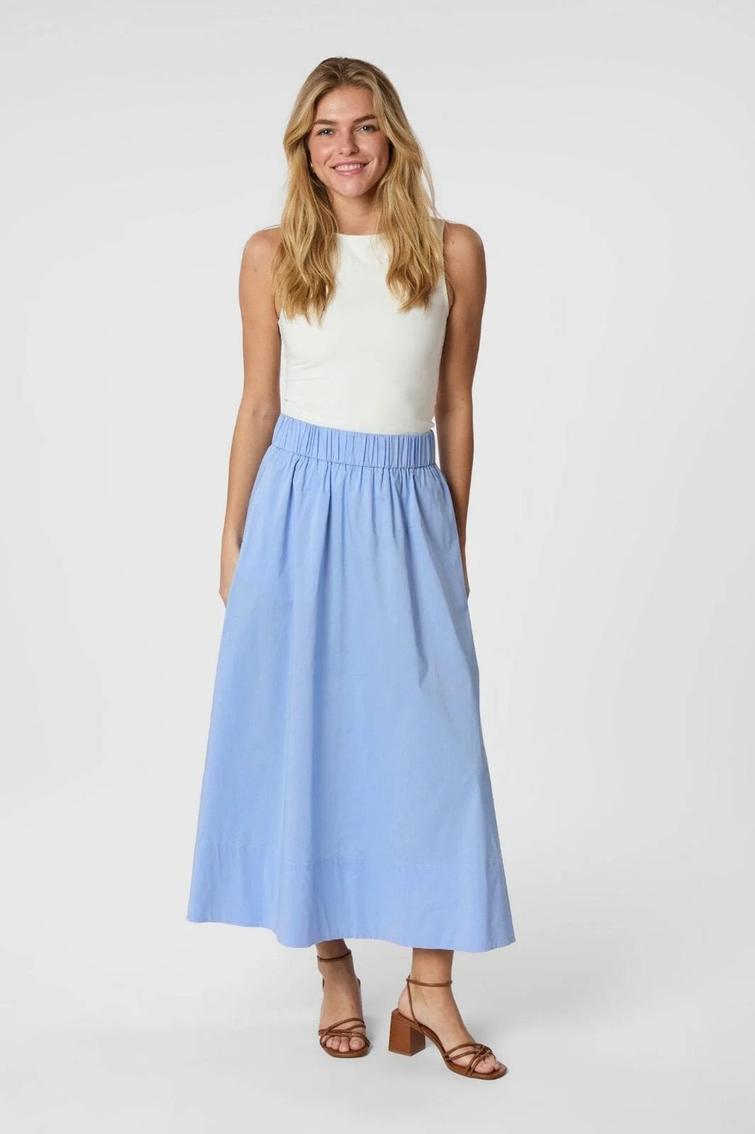 Neo Noir Yara Long Poplin Skirt – Sky Blue