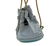 O bag beach bag – Marine striped, blue-white nautical pattern, ideal for women's fashion and summer outings.