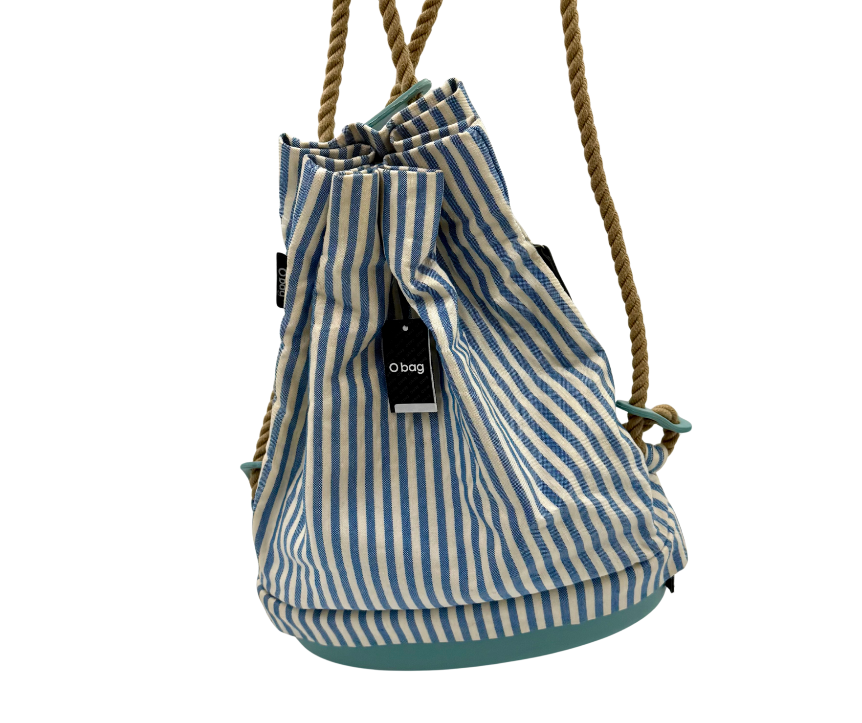 O bag beach bag – Marine striped, blue-white nautical pattern, ideal for women's fashion and summer outings.