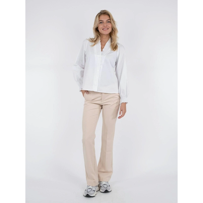 Neo Noir Briele Ruffle-Collar Blouse – White