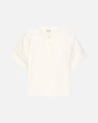 ICHI Utako Eyelet Lace Trim Blouse – White