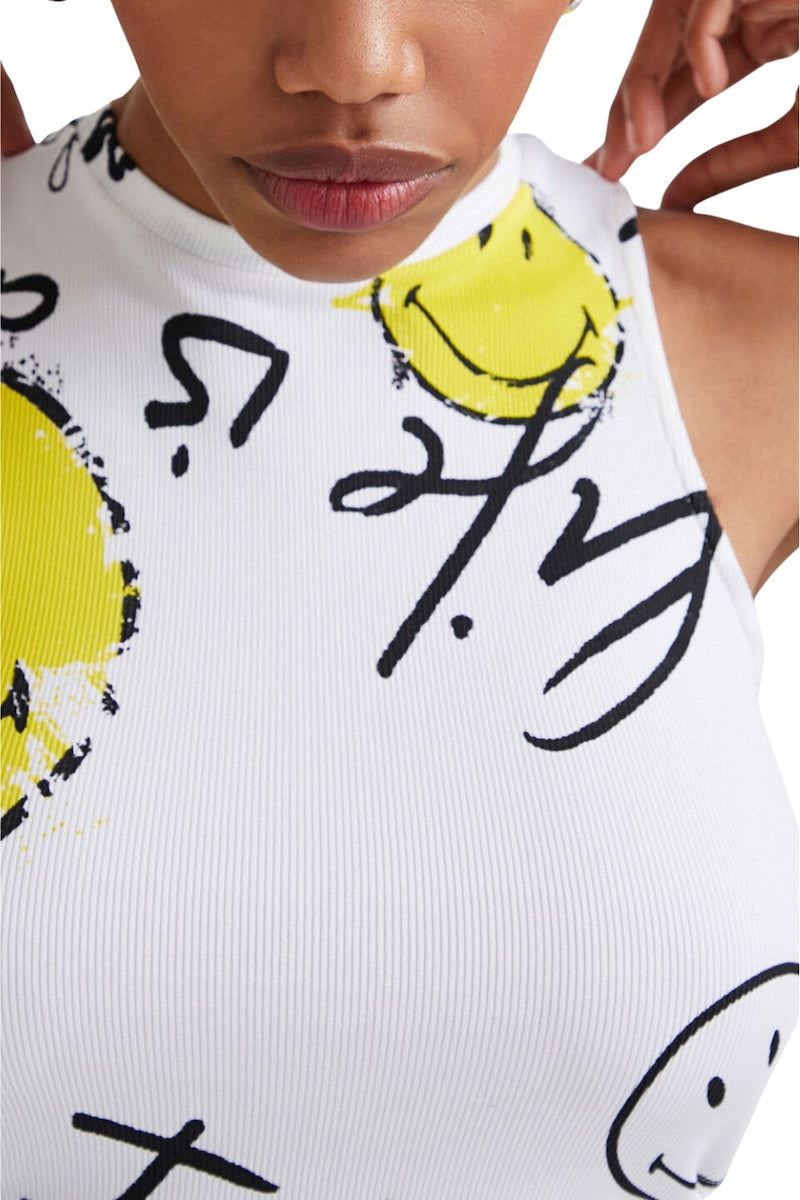 Desigual x Smiley® kivágott miniruha – fehér