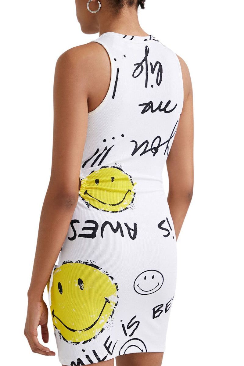 Desigual x Smiley® kivágott miniruha – fehér