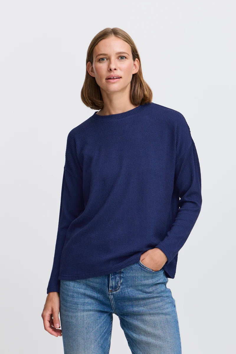 b.young Bypesina texturált, hosszú ujjú felső – Medieval Blue