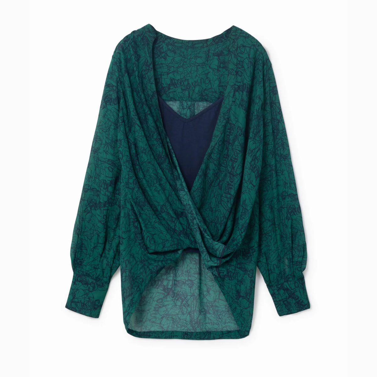 Desigual Azalea Short Sleeve Blouse in teal with a unique design, perfect for women's fashion and stylish outings.