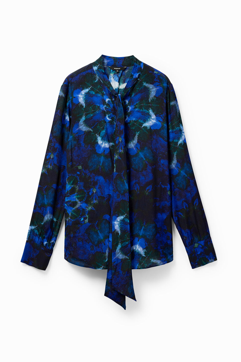 Desigual Tie-Dye Blouse – Blue Mandala Print with Bow