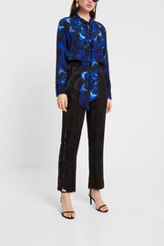 Desigual Tie-Dye Blouse – Blue Mandala Print with Bow