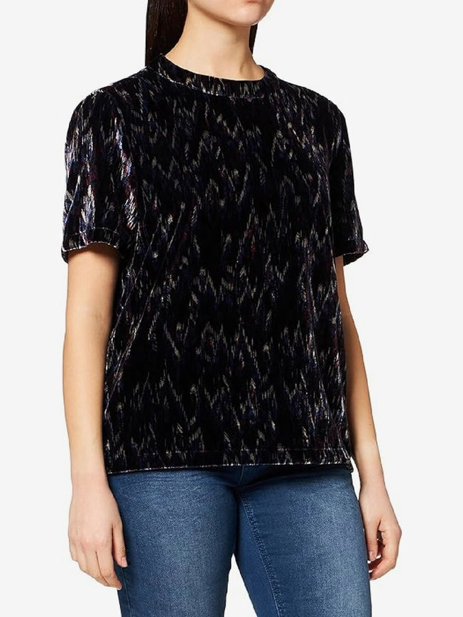 s.Oliver Abstract Print Short-Sleeve Blouse – Black Multicolour