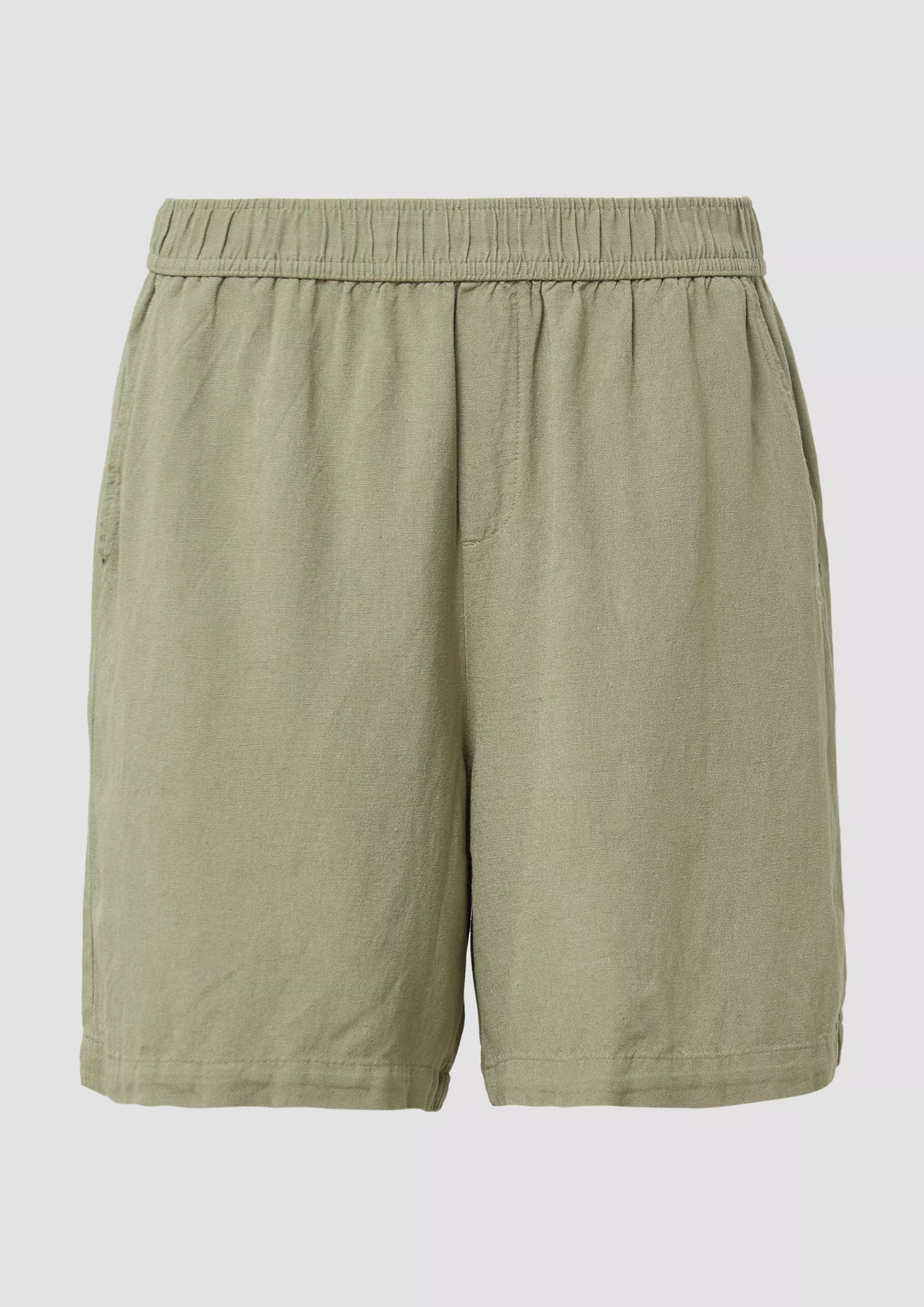 Q/S designed by s.Oliver Linen-Blend Shorts – Elastic Waistband – Olive Green