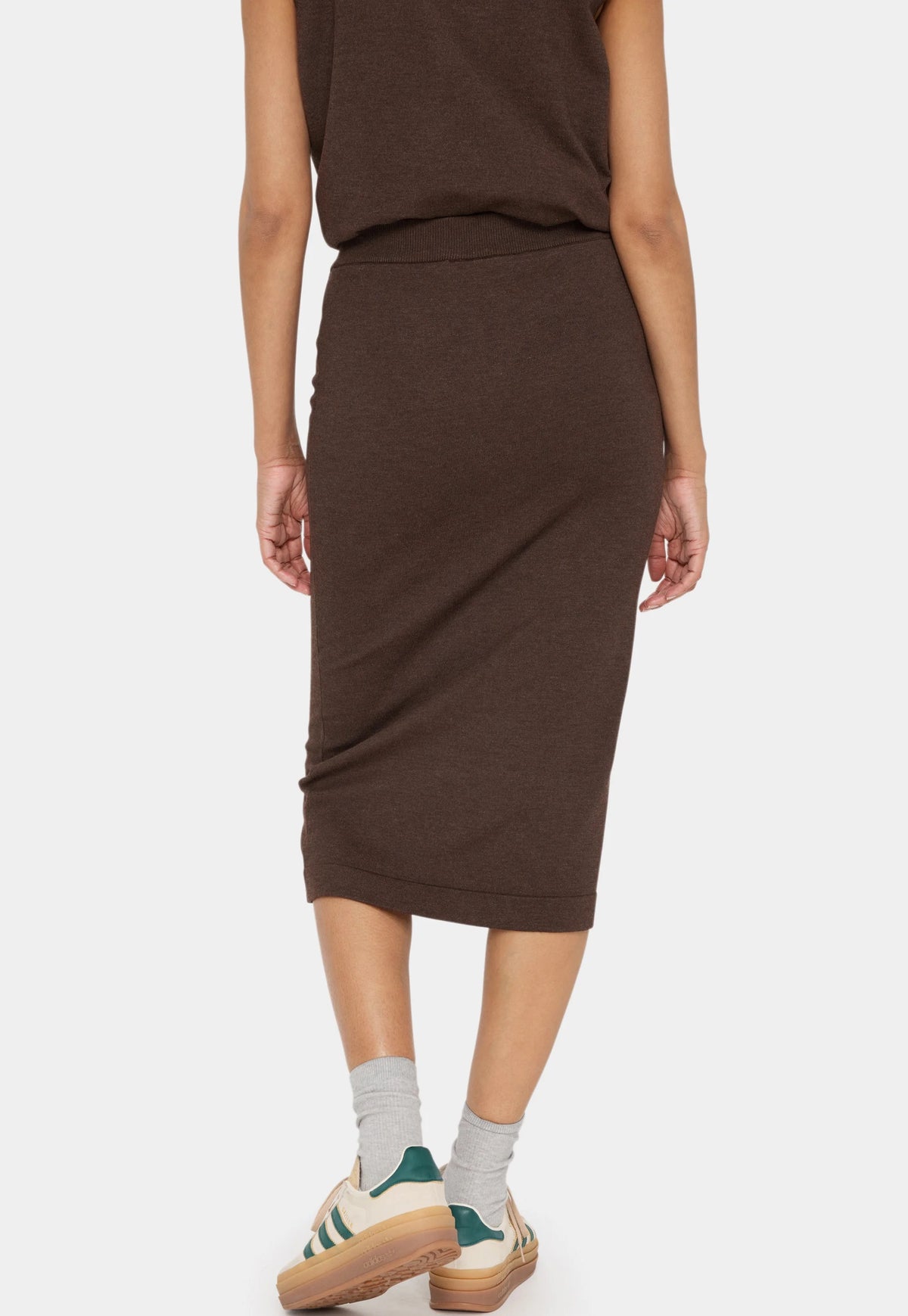 Saint Tropez MilaSZ Pencil Skirt – Dark Oak Melange