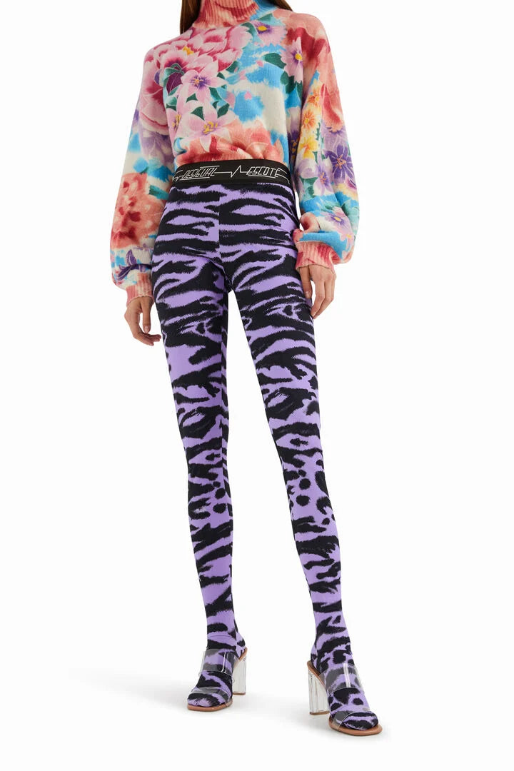 Desigual Two-in-One Leggings – Purple and Black