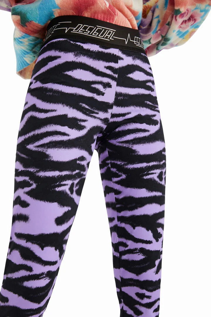 Desigual Two-in-One Leggings – Purple and Black