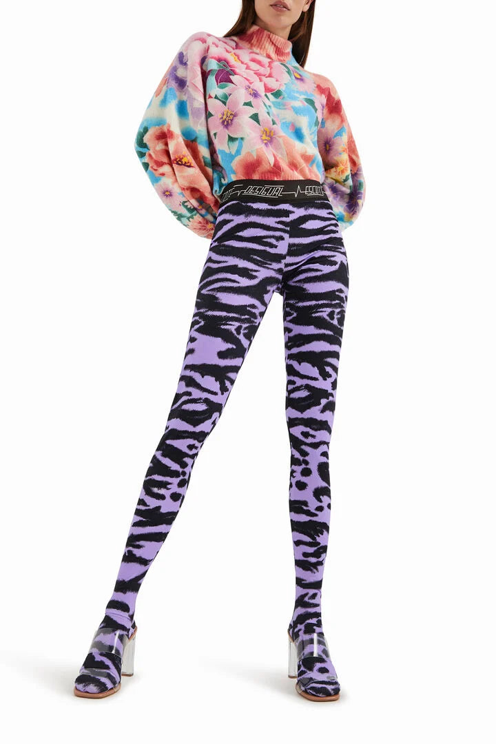 Desigual Two-in-One Leggings – Purple and Black