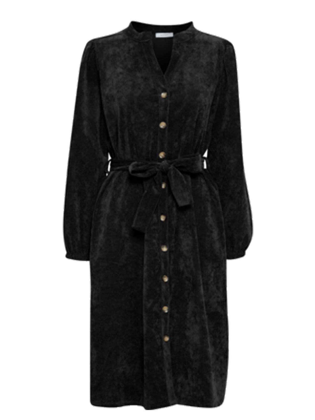 Sorbet Spicy Corduroy Shirt Dress with Belt – Black