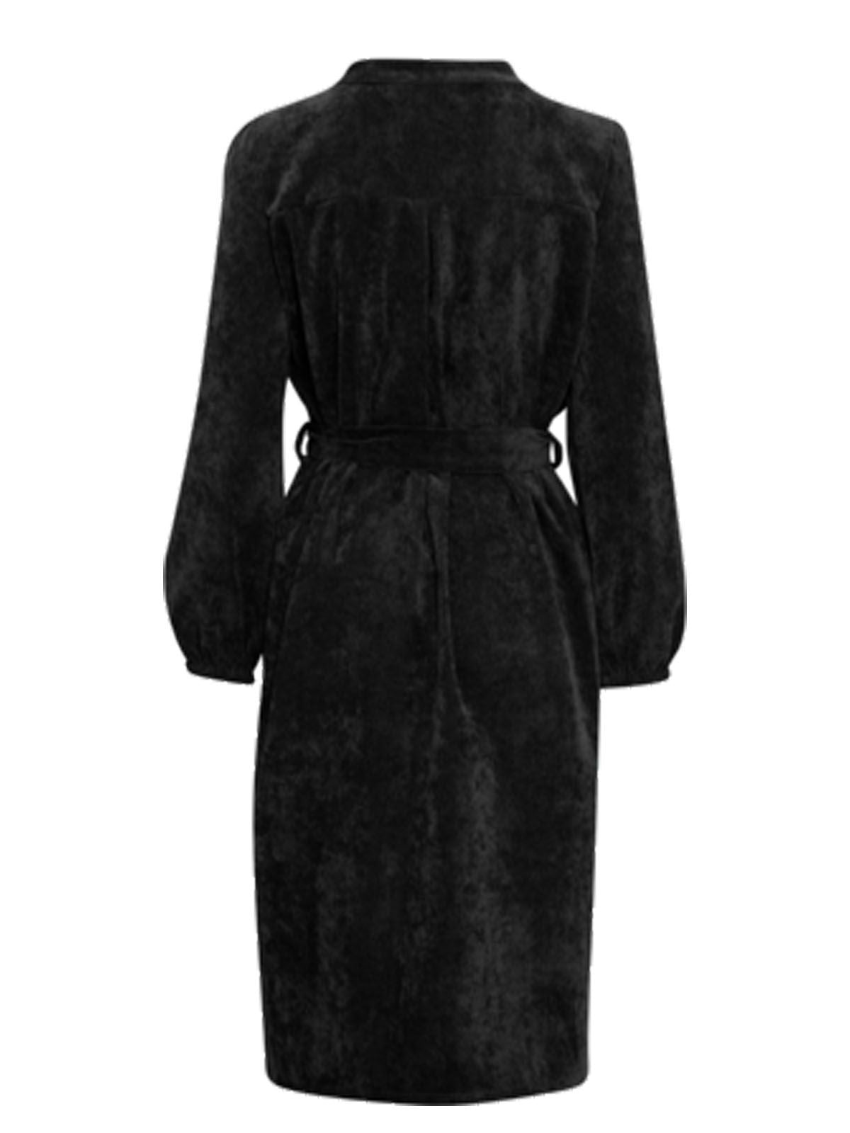 Sorbet Spicy Corduroy Shirt Dress with Belt – Black