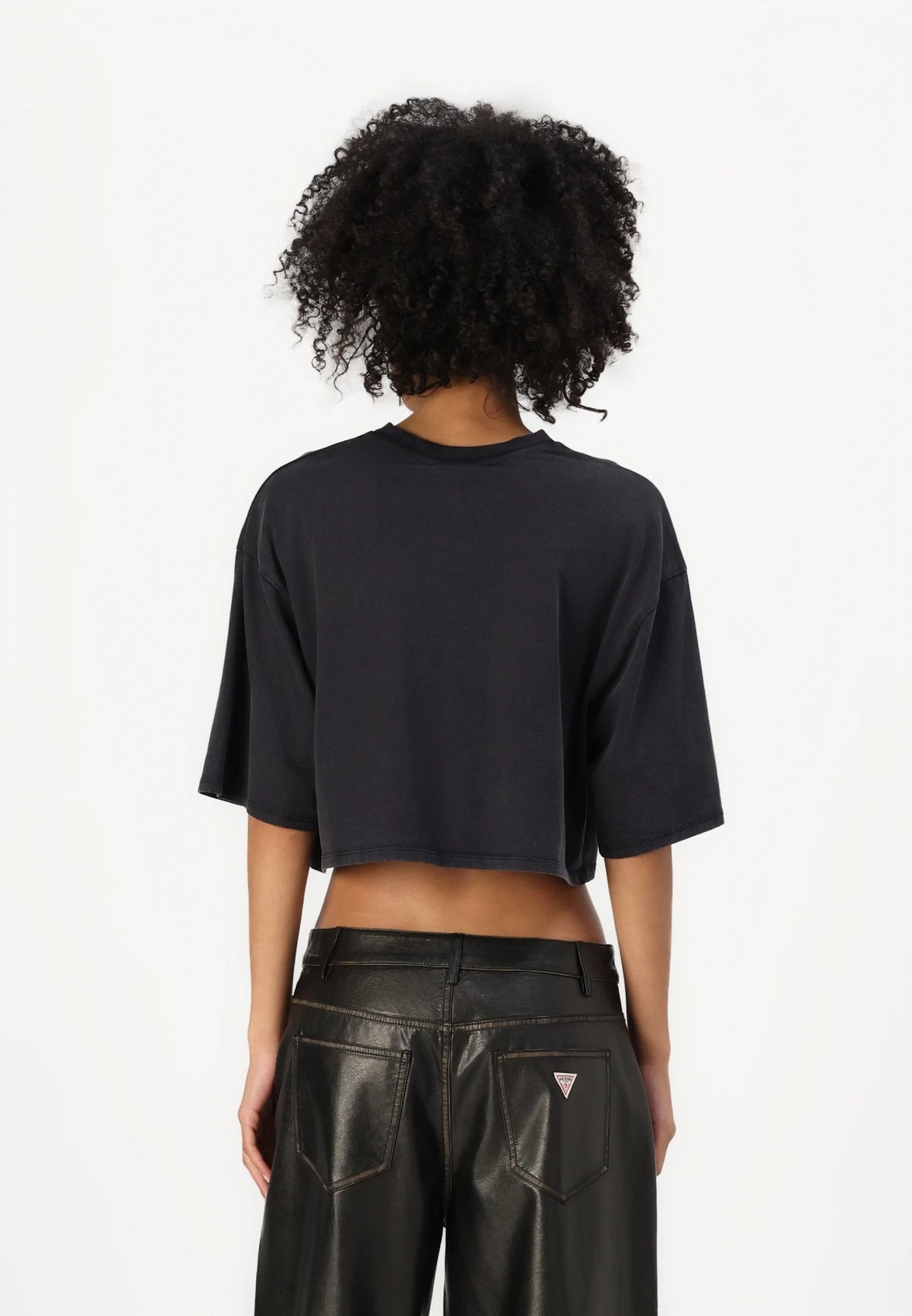Guess Originals Triangle Logo Crop T-Shirt – Black