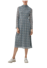 s.Oliver Floral Print Midi Dress with High Neck – Light Blue