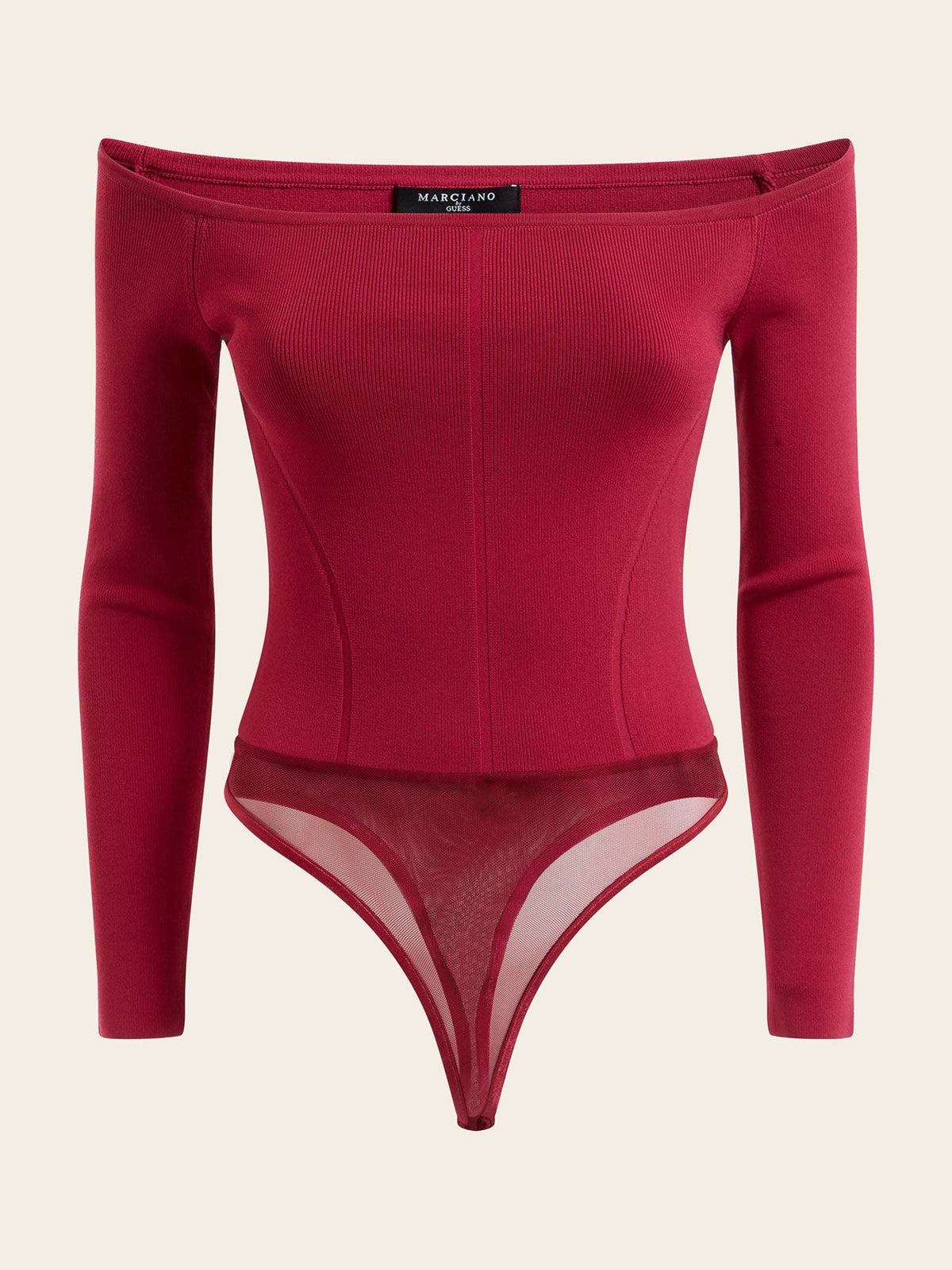 Marciano by Guess Off-Shoulder Ribbed Bodysuit – Magenta