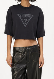 Guess Originals Triangle Logo Crop T-Shirt – Black