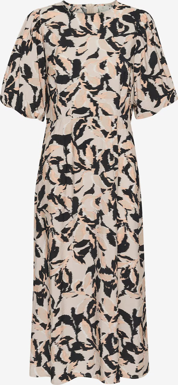Kaffe KApaco Floral Midi Dress – Cream and Black