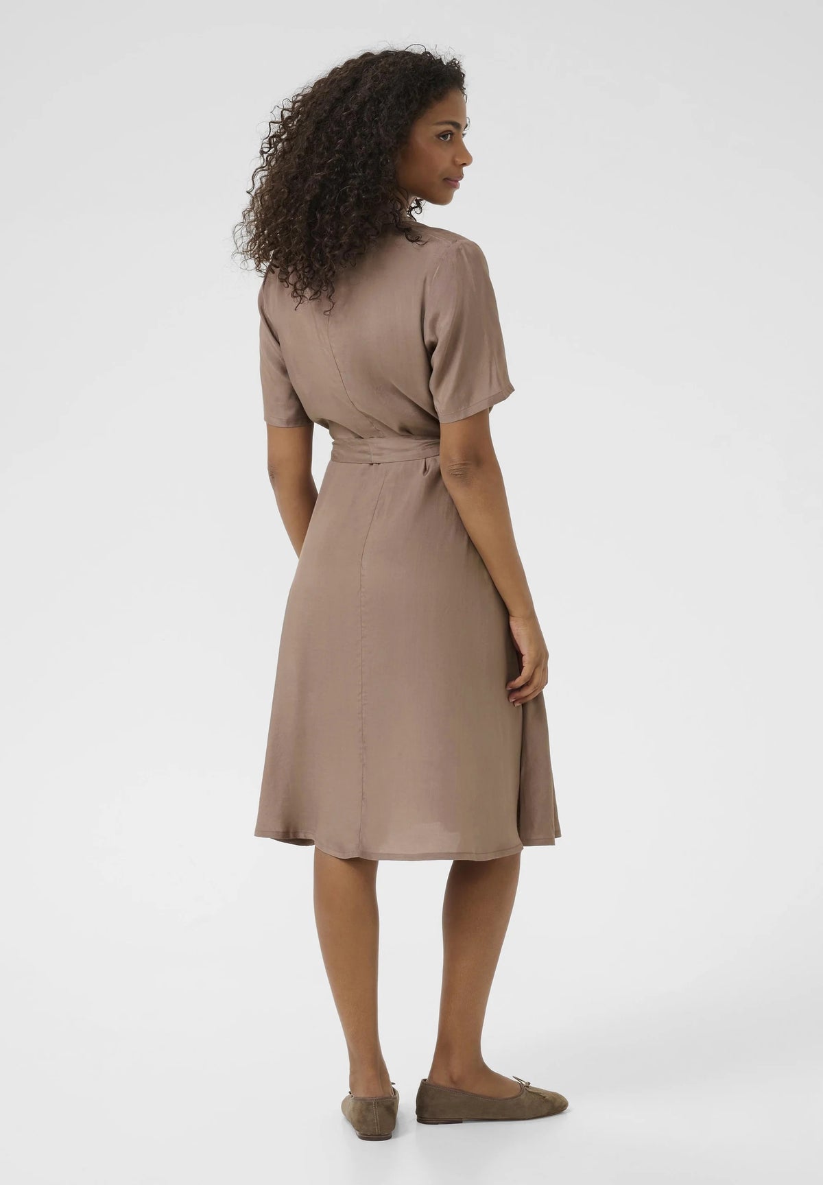 Kaffe KAemine Satin Shirt Dress – Mocha Brown