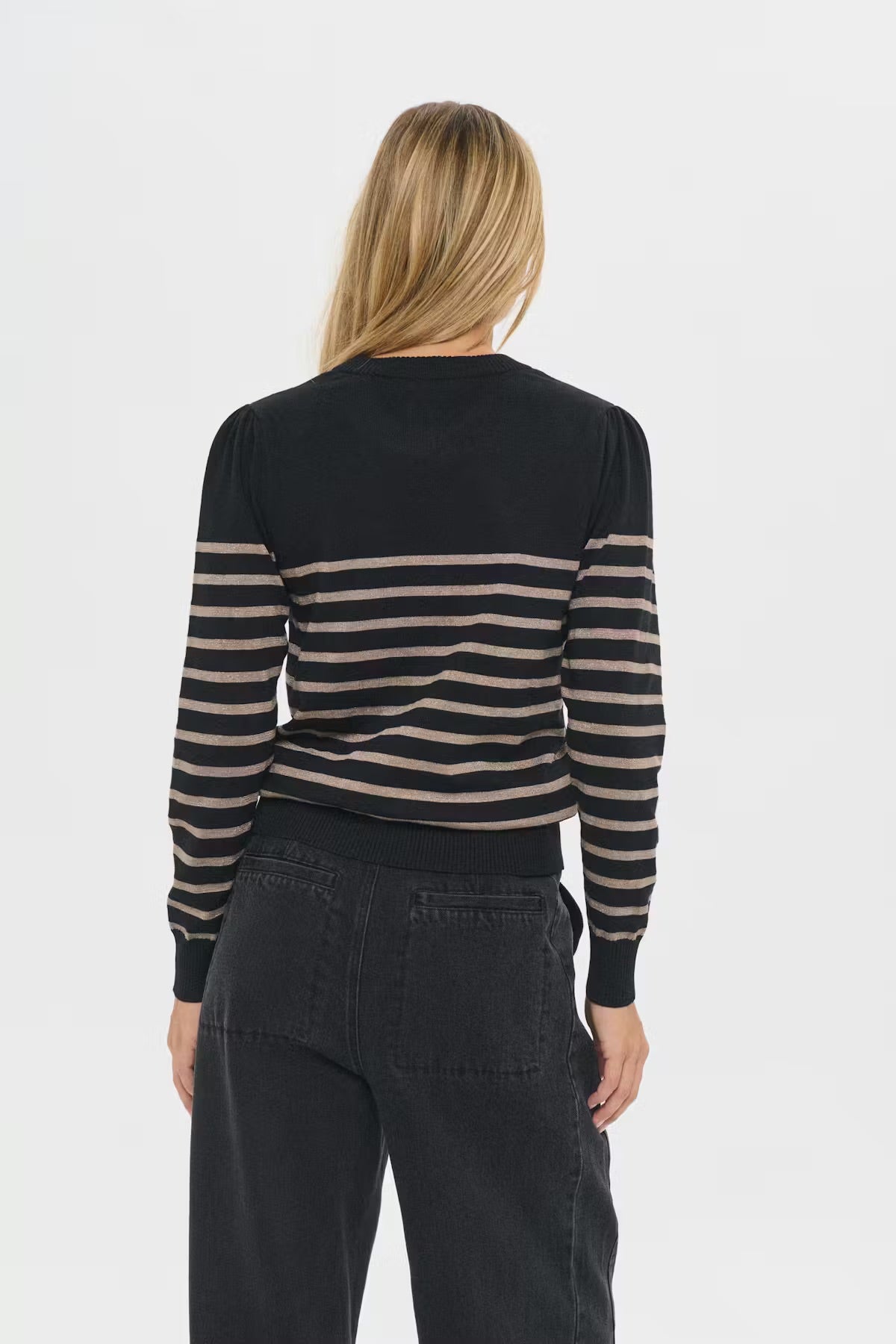 Saint Tropez MilaSZ Jumper – Black with Gold Stripes