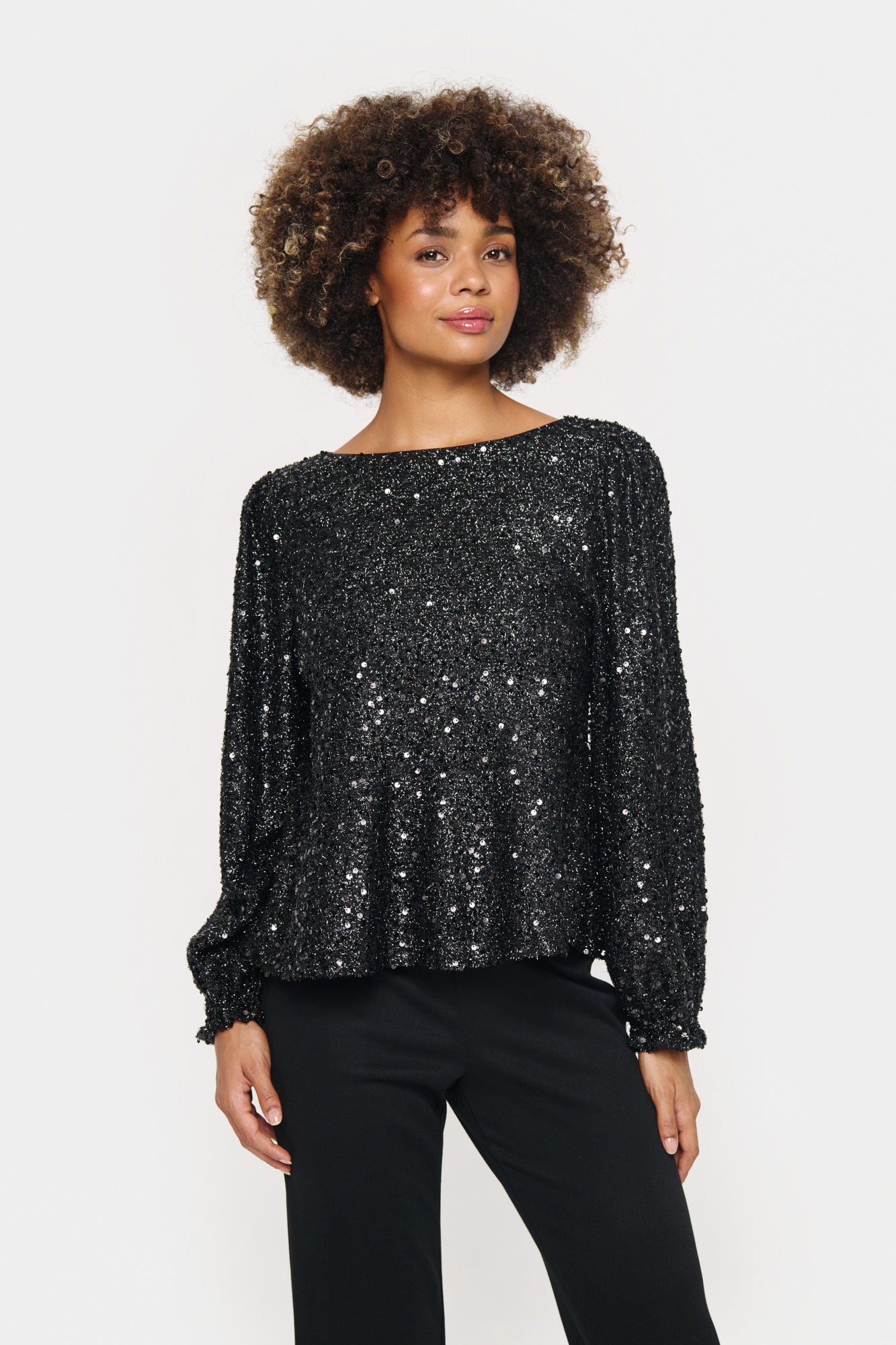 Saint Tropez HinnaSZ Sequin Blouse – Black
