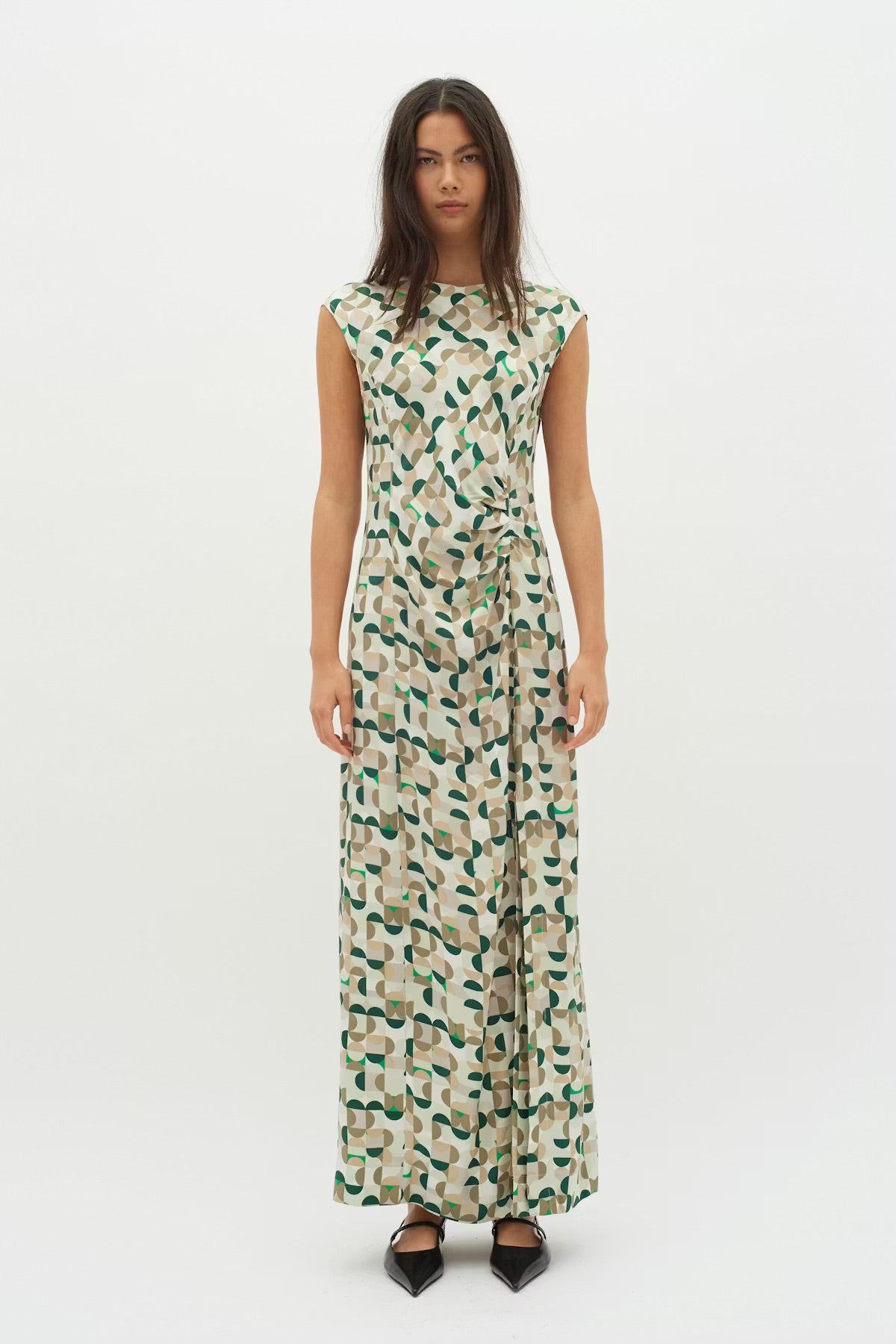 InWear BerilIW Dress – Green Geometric Print Maxi Dress