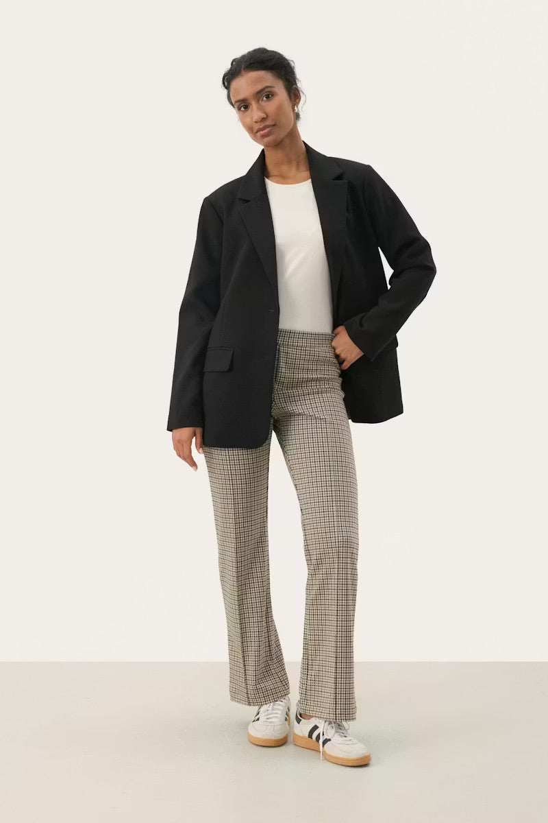 Part Two Pontas Check Trousers – Brown Gingham Tailored Trousers
