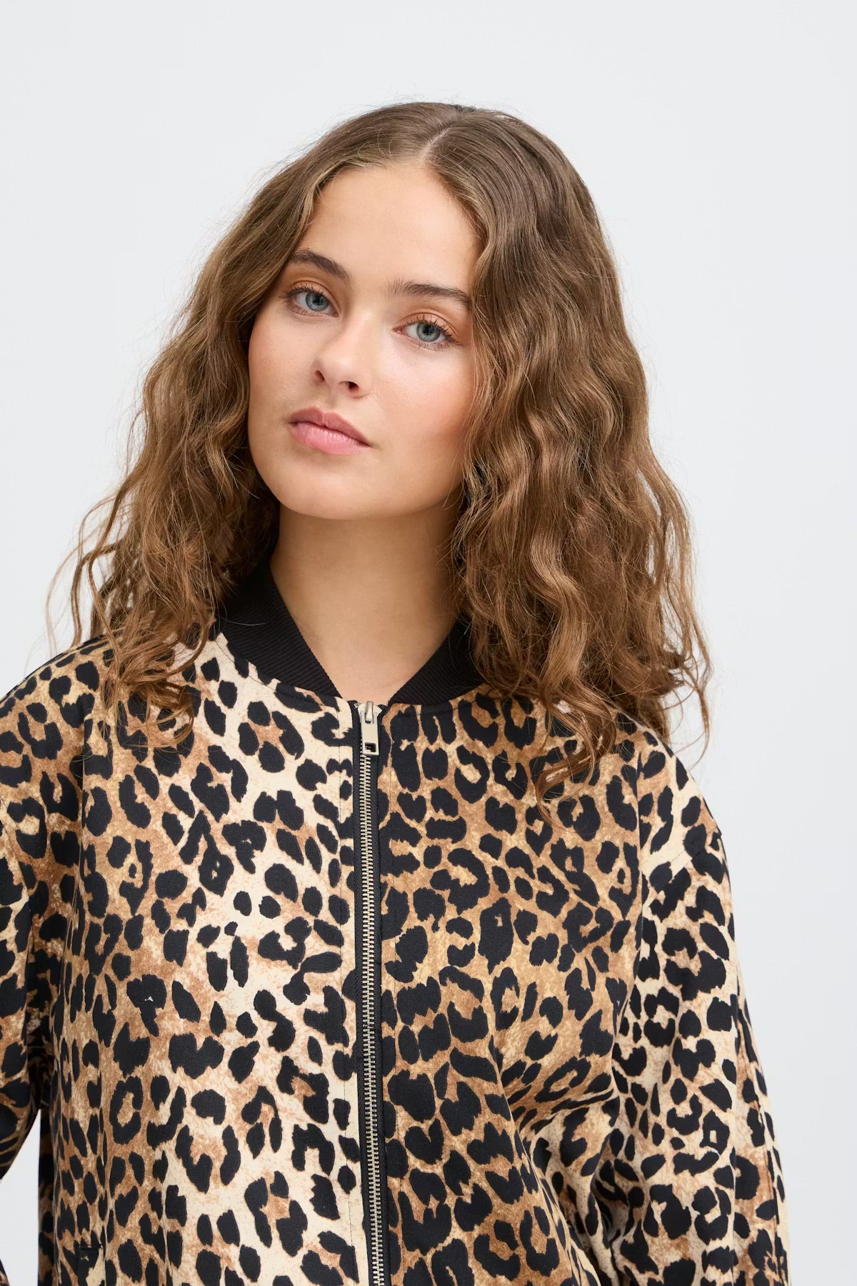 ICHI IXKATE Leopard-Print Bomber Jacket