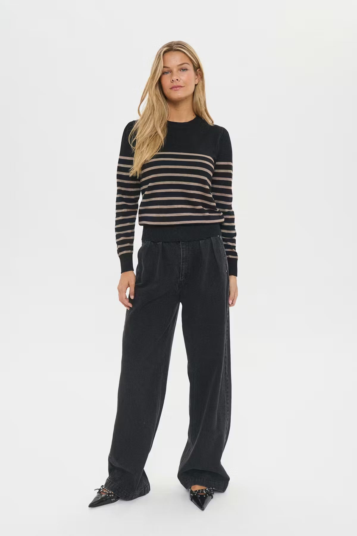 Saint Tropez MilaSZ Jumper – Black with Gold Stripes