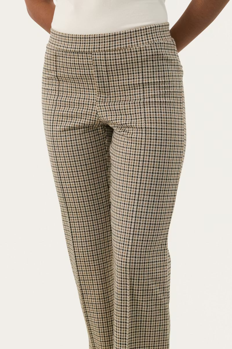 Part Two Pontas Check Trousers – Brown Gingham Tailored Trousers