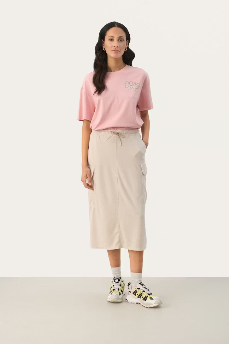 Part Two JanayaPW Cargo Skirt – Beige Utility Midi Skirt