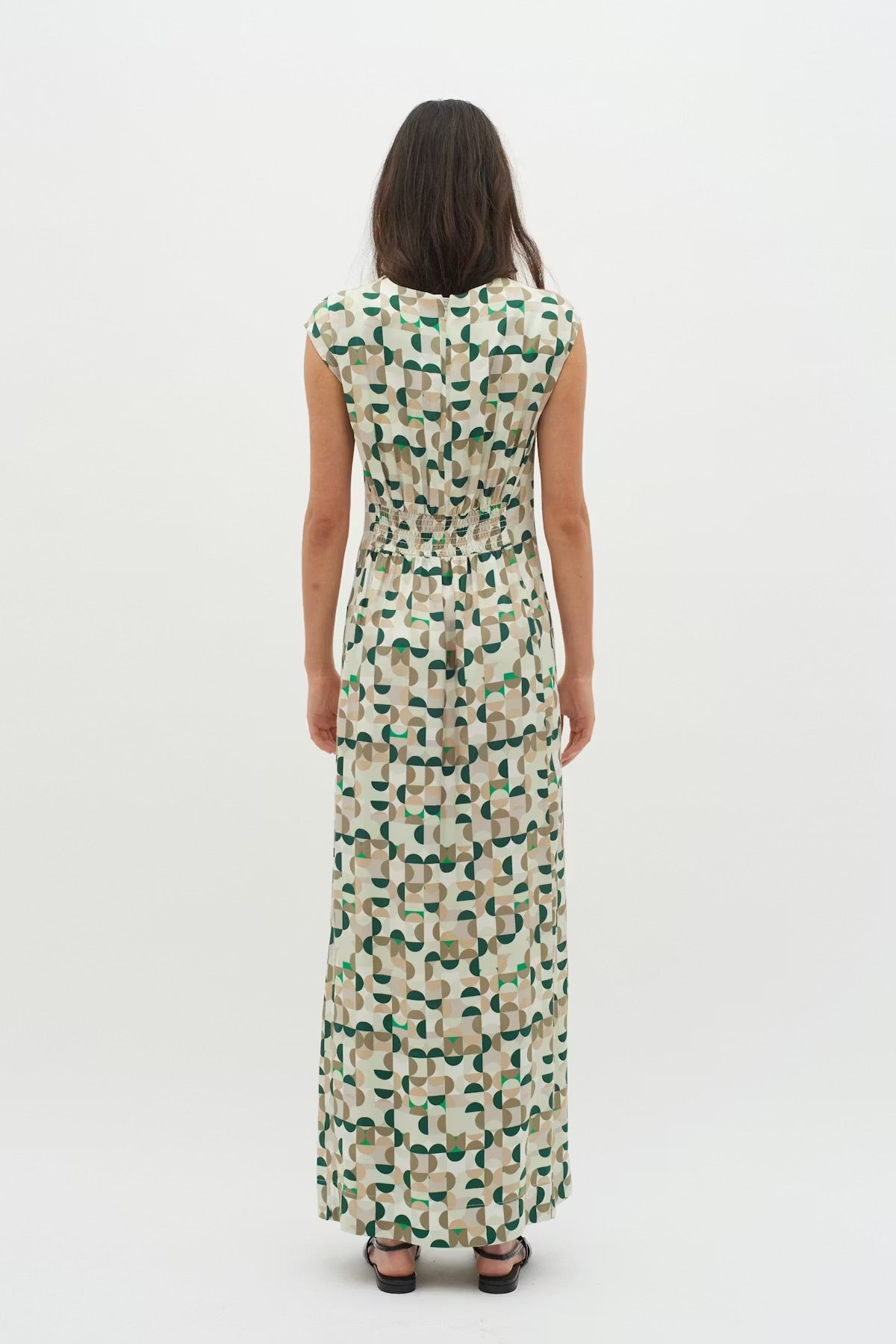 InWear BerilIW Dress – Green Geometric Print Maxi Dress
