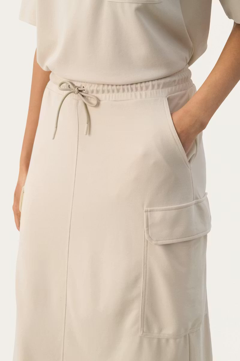 Part Two JanayaPW Cargo Skirt – Beige Utility Midi Skirt