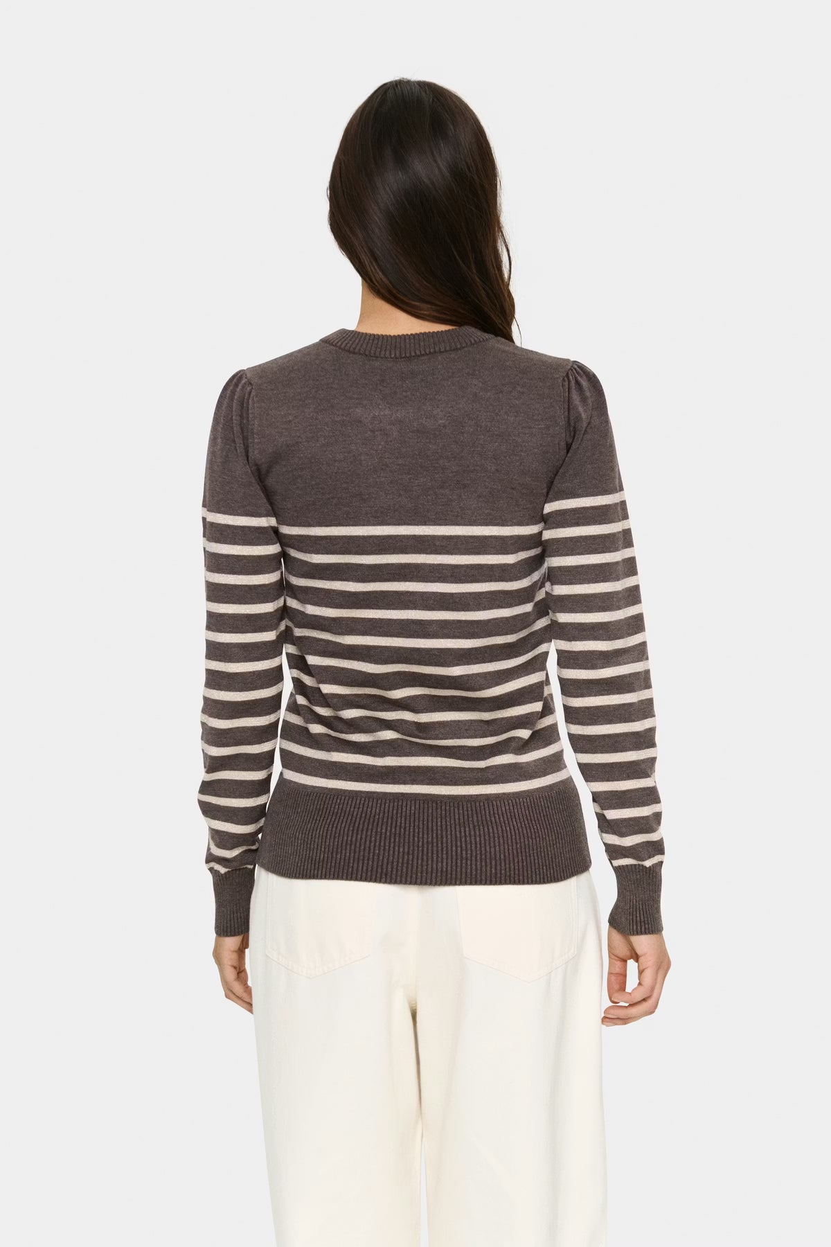 Saint Tropez MilaSZ Striped Jumper Jumper – Brown Beige