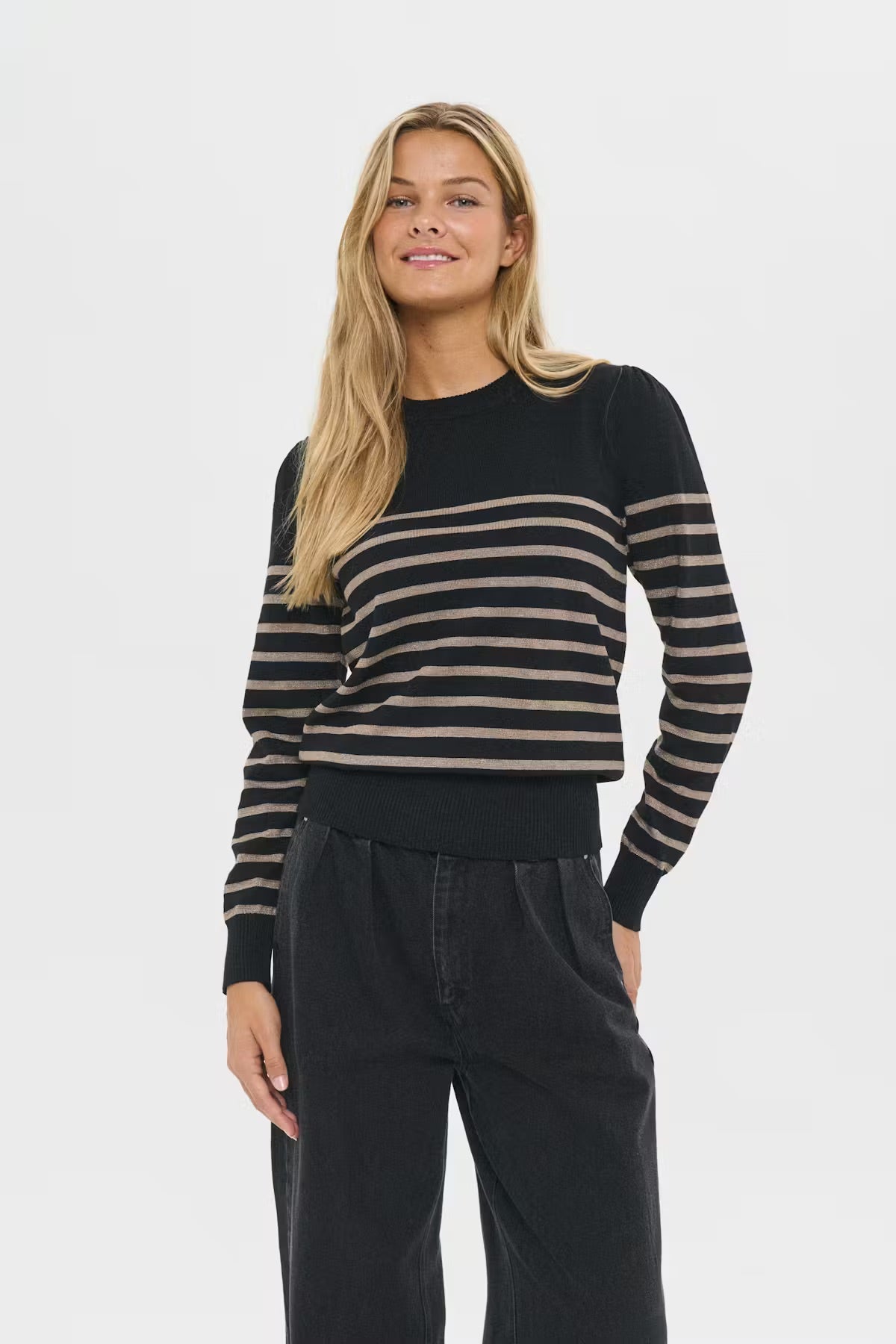 Saint Tropez MilaSZ Jumper – Black with Gold Stripes